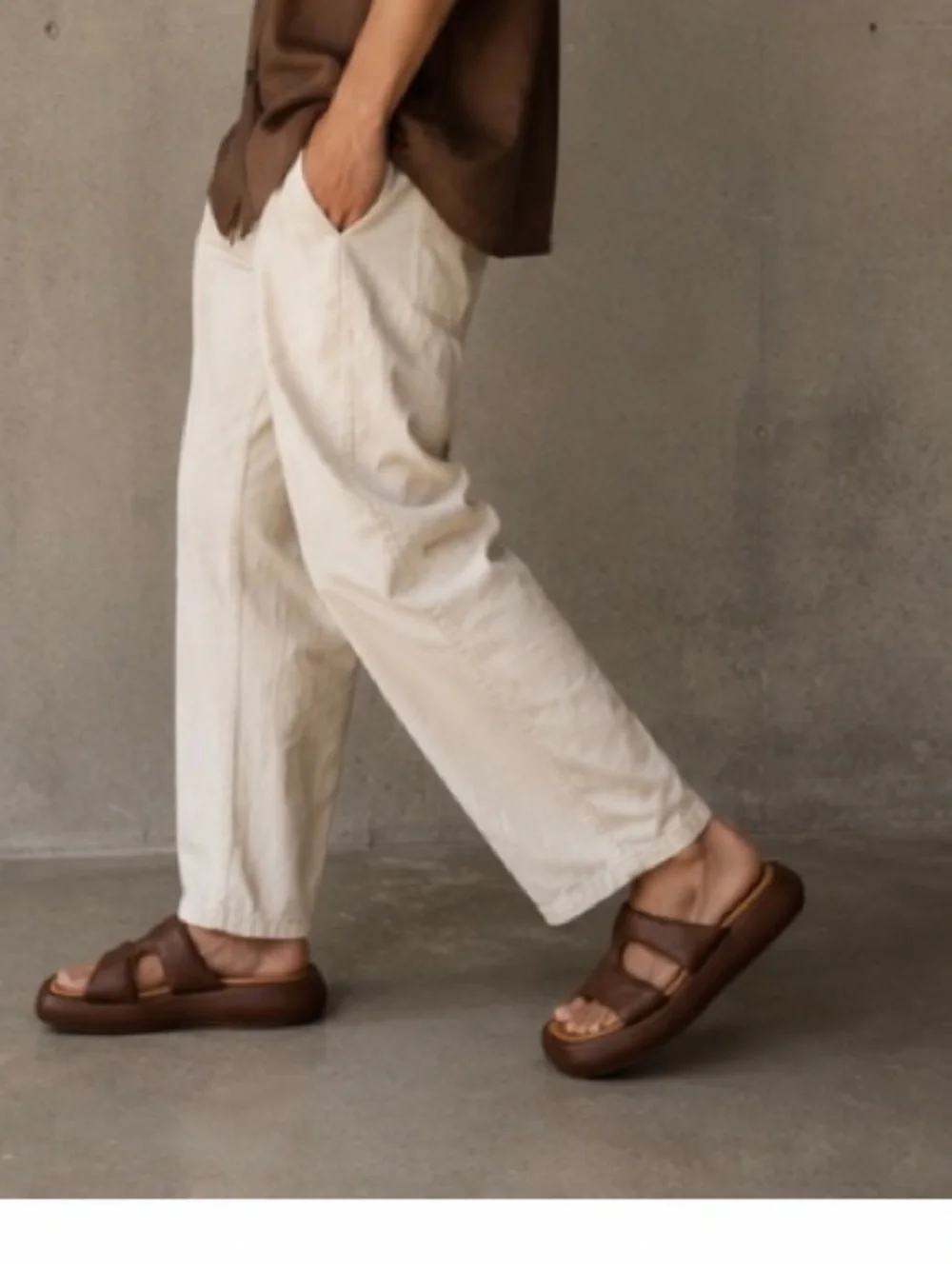 Eckhaus Latta Zee Leather Platform Slides in Brown Size US 10